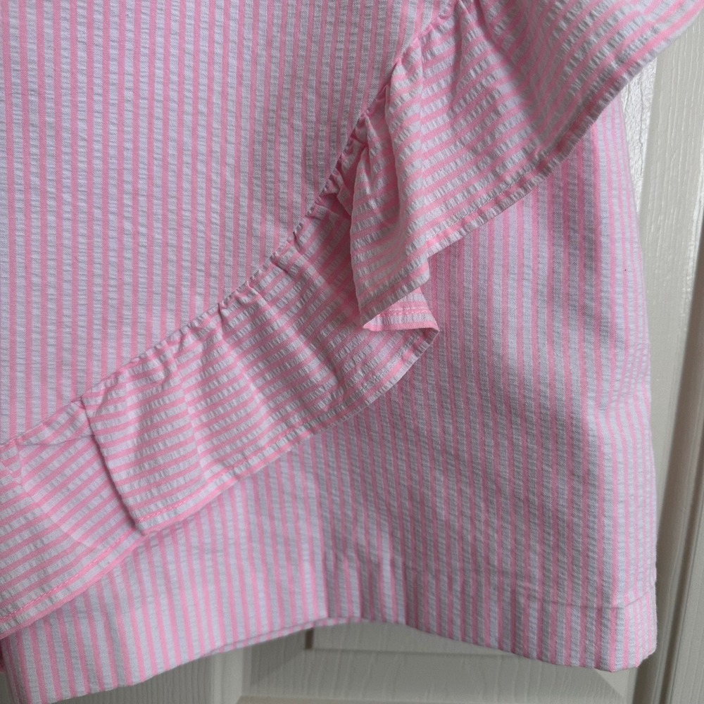 Lilly Pulitzer Faye Pink Seersucker Ruffle Wrap Skort - Cotton Blend‎ Size 10 - Picture 4 of 10